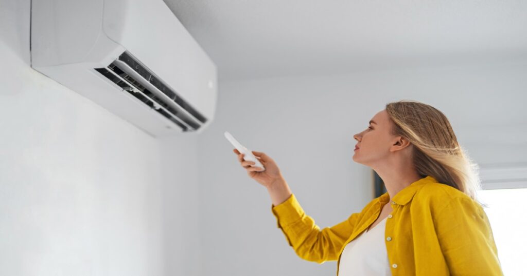 A woman uses a Costco air conditioner