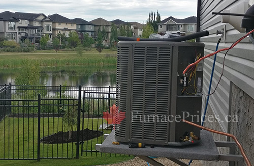 Central air conditioner during installation