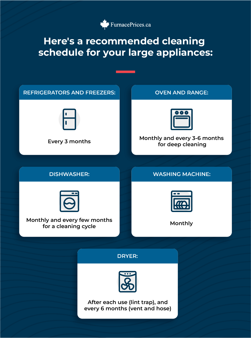 Large Appliances Cleaning Schedule Infographic