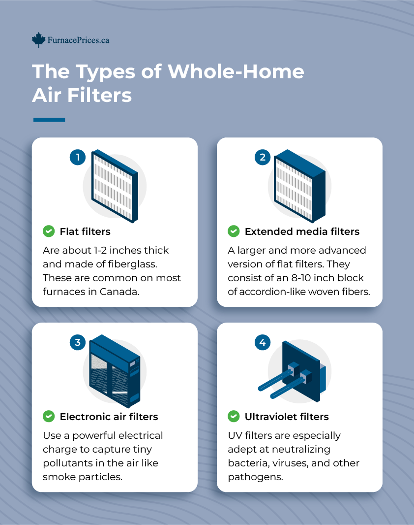Types of Whole-Home Air Filters Infographic