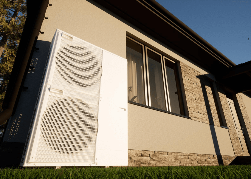 Monoblock heat pump installed
